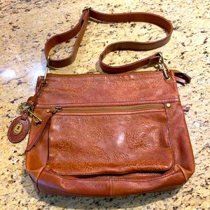 Embos leather Fossil crossbody purse.